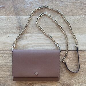 Tory Burch Tan Crossbody Bag with Gold Chain